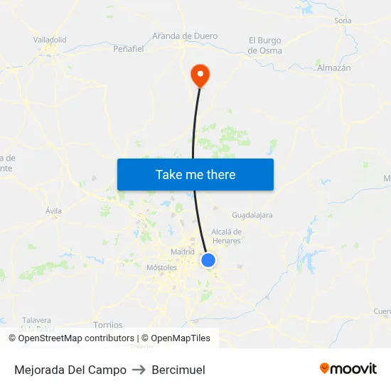 Mejorada Del Campo to Bercimuel map