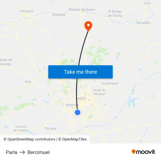 Parla to Bercimuel map