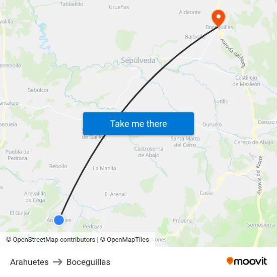 Arahuetes to Boceguillas map