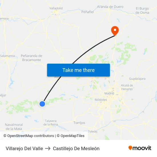 Villarejo Del Valle to Castillejo De Mesleón map