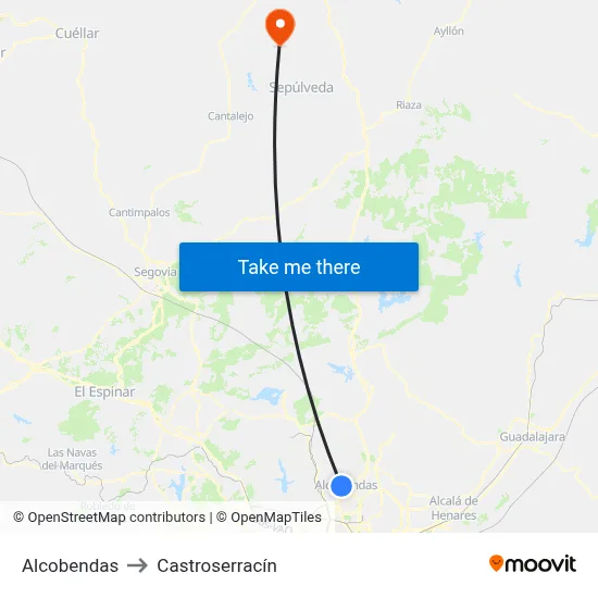 Alcobendas to Castroserracín map