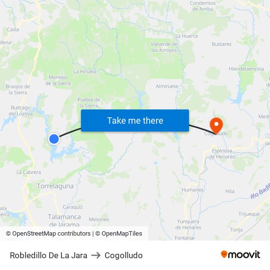 Robledillo De La Jara to Cogolludo map