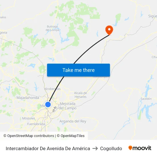 Avenida De América to Cogolludo map