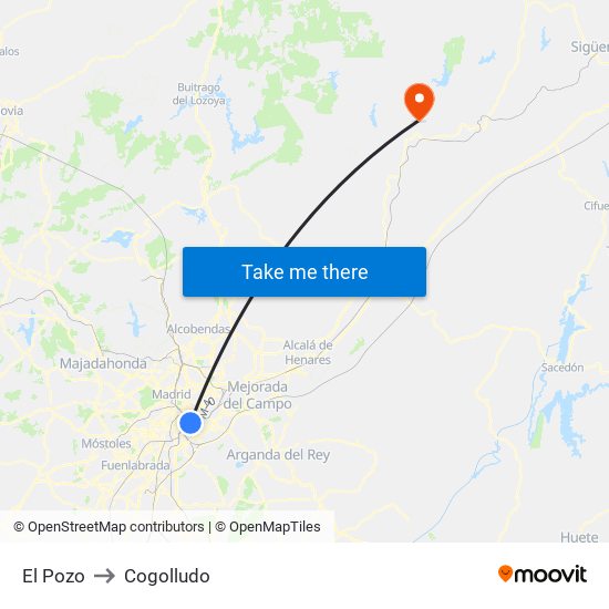 El Pozo to Cogolludo map