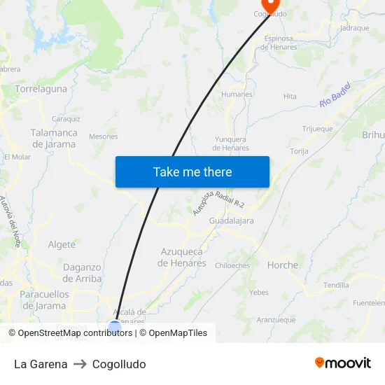 La Garena to Cogolludo map