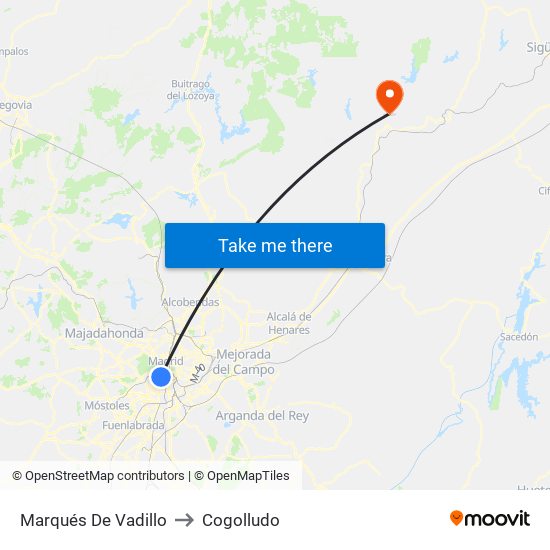 Marqués De Vadillo to Cogolludo map