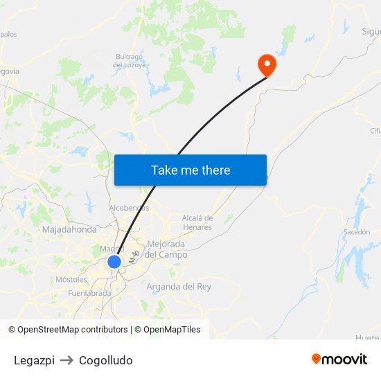 Legazpi to Cogolludo map