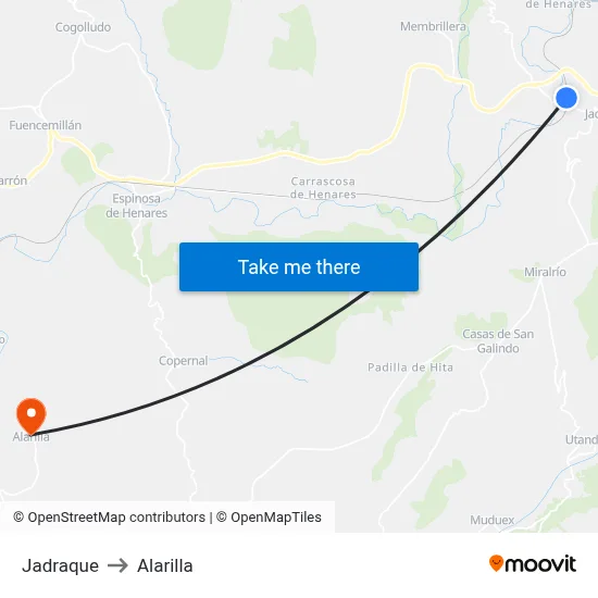 Jadraque to Alarilla map