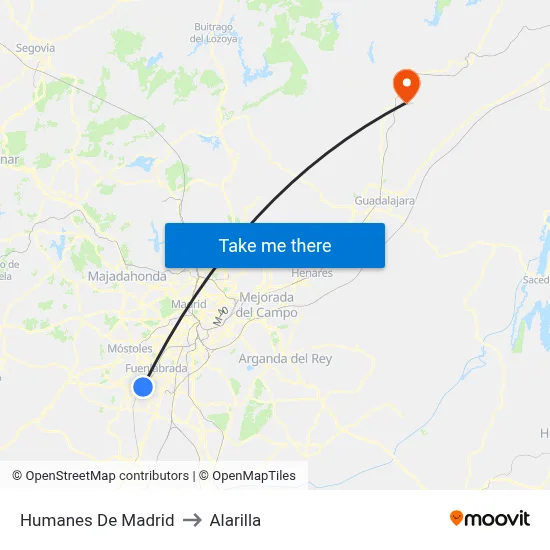 Humanes De Madrid to Alarilla map