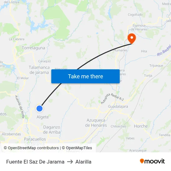 Fuente El Saz De Jarama to Alarilla map