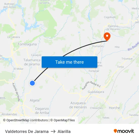 Valdetorres De Jarama to Alarilla map
