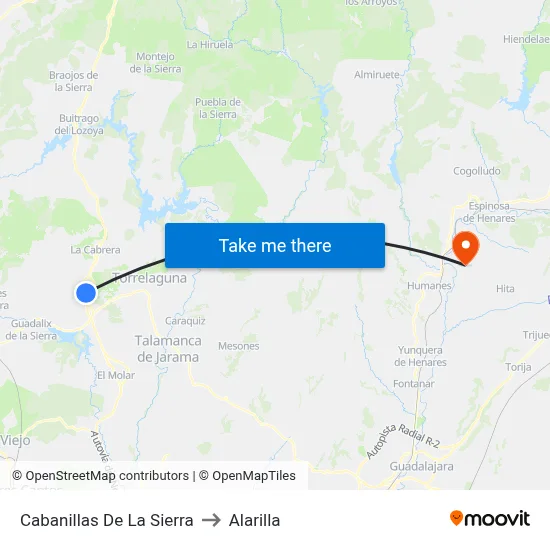 Cabanillas De La Sierra to Alarilla map