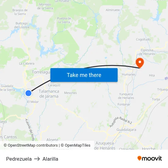 Pedrezuela to Alarilla map