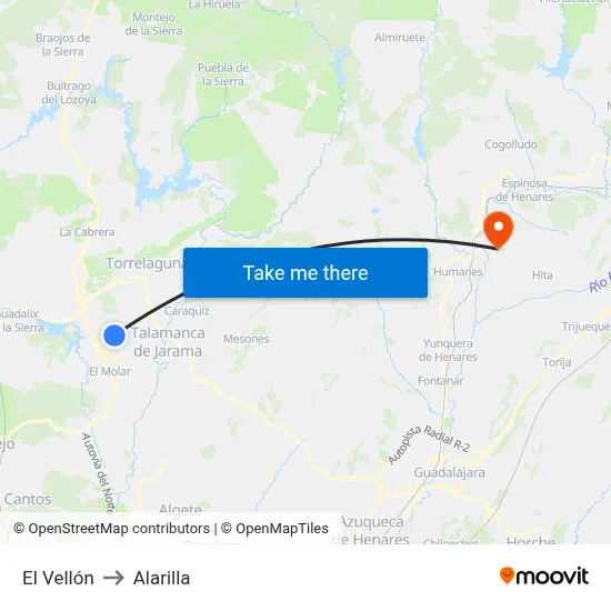 El Vellón to Alarilla map