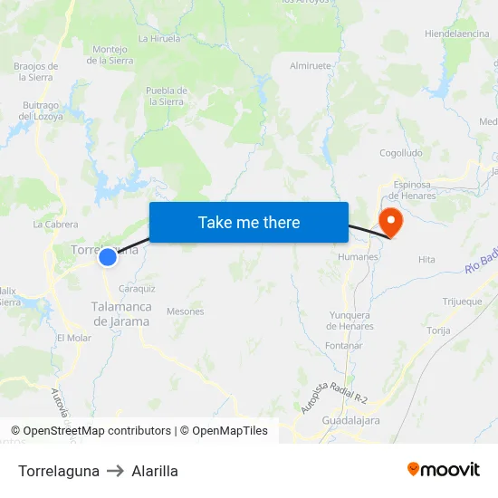 Torrelaguna to Alarilla map