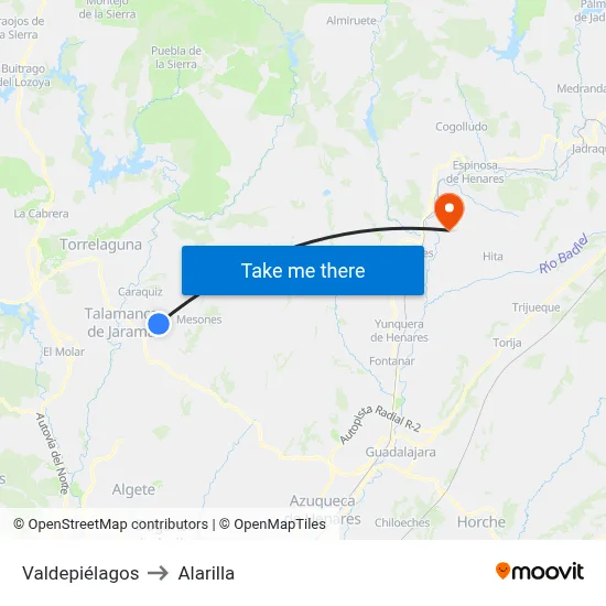 Valdepiélagos to Alarilla map