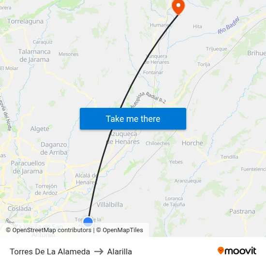 Torres De La Alameda to Alarilla map