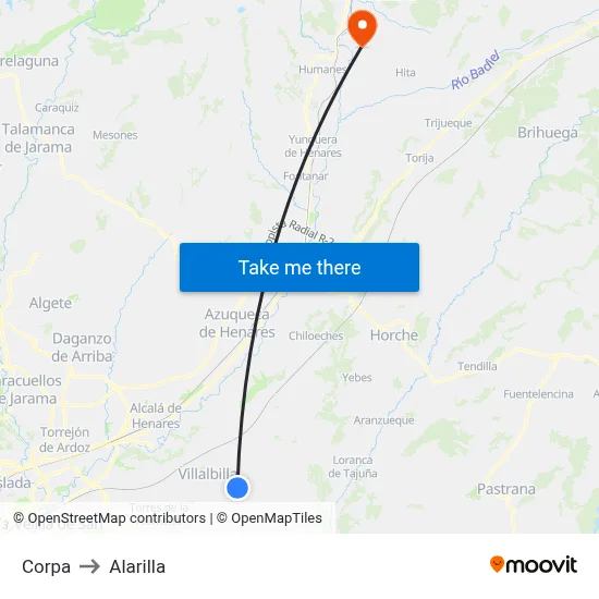 Corpa to Alarilla map