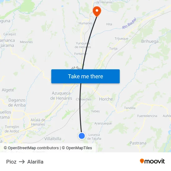 Pioz to Alarilla map