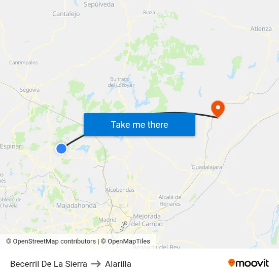 Becerril De La Sierra to Alarilla map