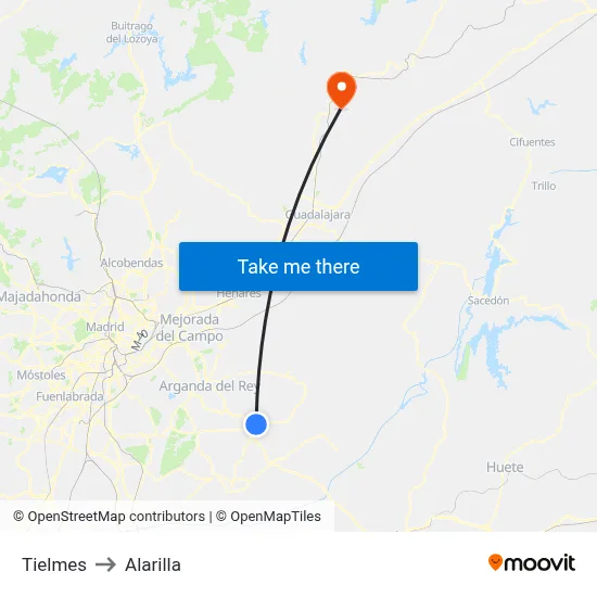 Tielmes to Alarilla map