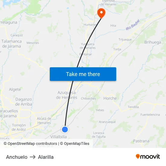 Anchuelo to Alarilla map