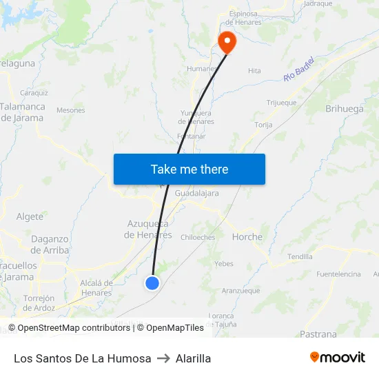Los Santos De La Humosa to Alarilla map