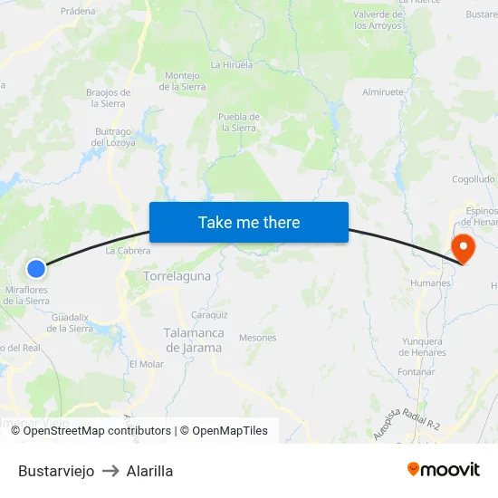 Bustarviejo to Alarilla map
