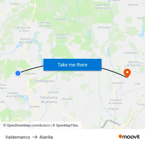 Valdemanco to Alarilla map