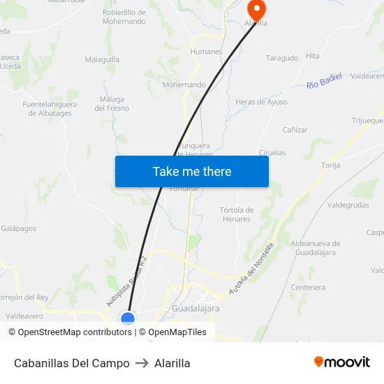 Cabanillas Del Campo to Alarilla map