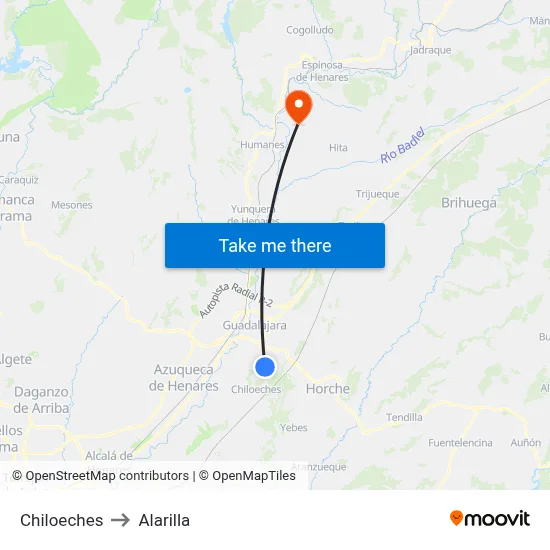 Chiloeches to Alarilla map
