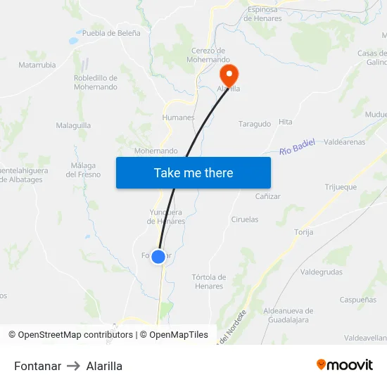 Fontanar to Alarilla map