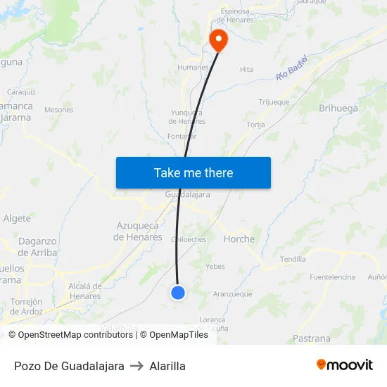 Pozo De Guadalajara to Alarilla map