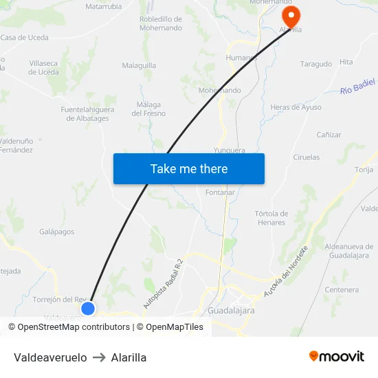 Valdeaveruelo to Alarilla map