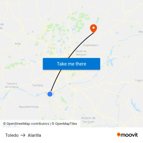 Toledo to Alarilla map