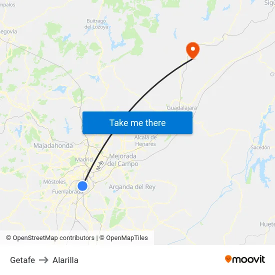 Getafe to Alarilla map
