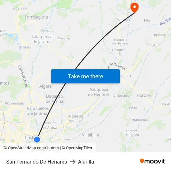 San Fernando De Henares to Alarilla map