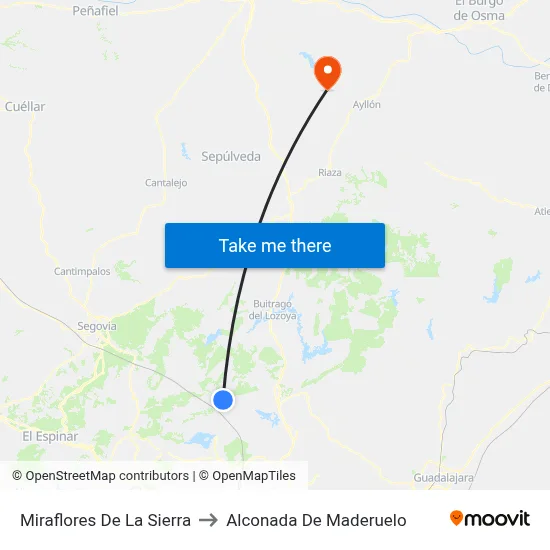 Miraflores De La Sierra to Alconada De Maderuelo map