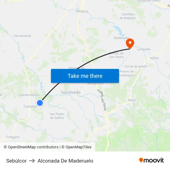 Sebúlcor to Alconada De Maderuelo map