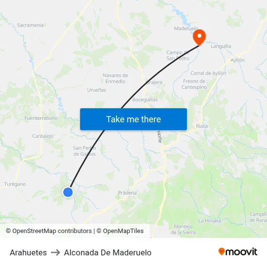 Arahuetes to Alconada De Maderuelo map