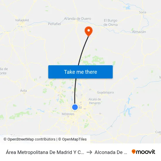 Área Metropolitana De Madrid Y Corredor Del Henares to Alconada De Maderuelo map