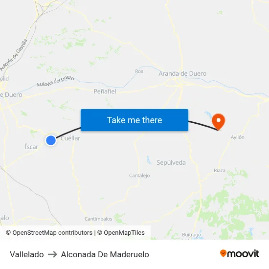 Vallelado to Alconada De Maderuelo map
