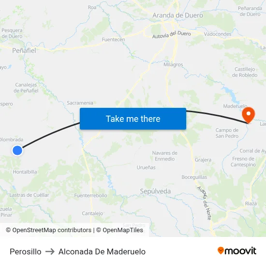 Perosillo to Alconada De Maderuelo map
