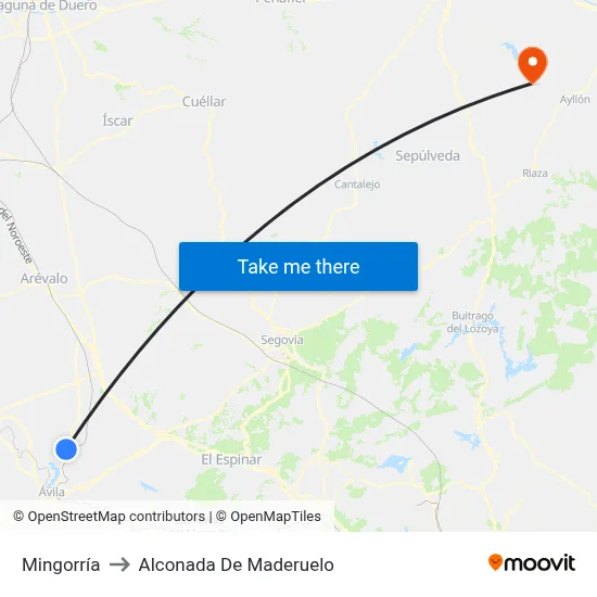 Mingorría to Alconada De Maderuelo map
