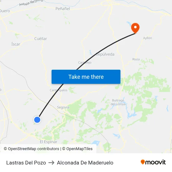 Lastras Del Pozo to Alconada De Maderuelo map