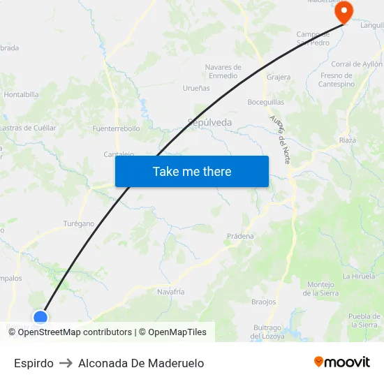 Espirdo to Alconada De Maderuelo map
