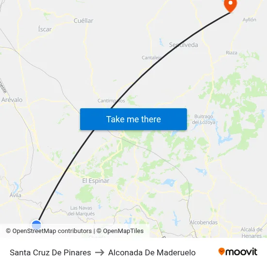 Santa Cruz De Pinares to Alconada De Maderuelo map