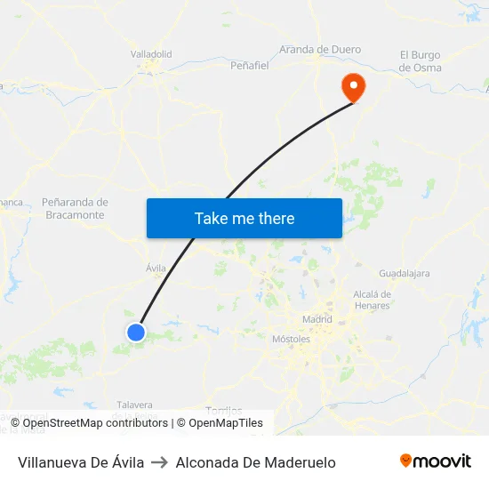 Villanueva De Ávila to Alconada De Maderuelo map