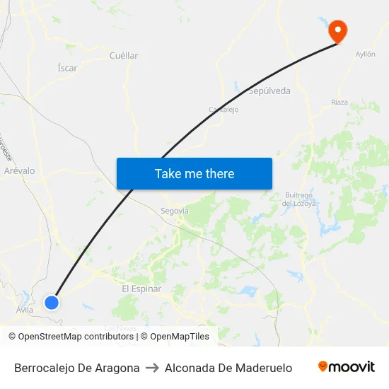 Berrocalejo De Aragona to Alconada De Maderuelo map