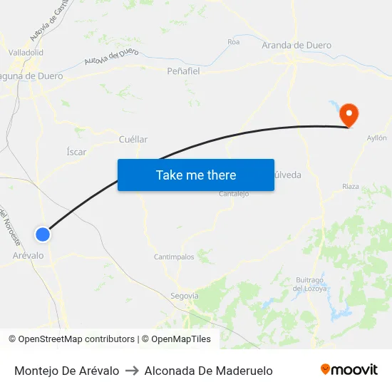 Montejo De Arévalo to Alconada De Maderuelo map